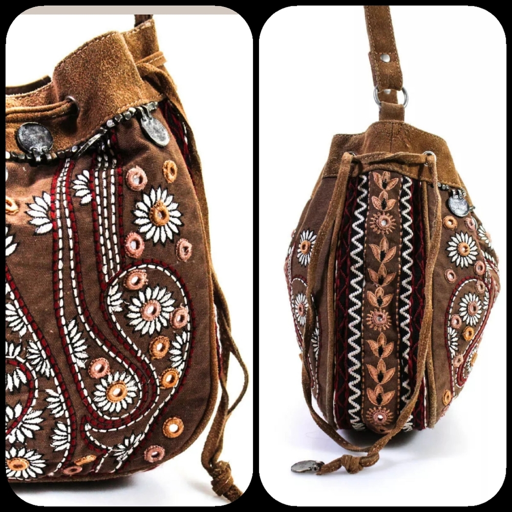 Free People Embroidered Cross body bag Boho Hippie - Picture 3 of 3